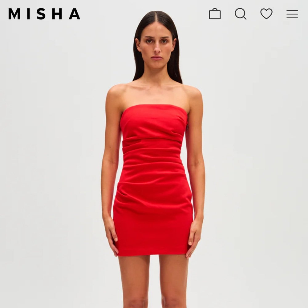 MISHA Alston Crepe Dress in Red